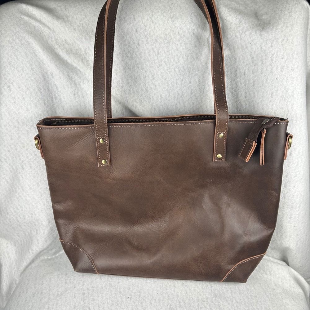 Unbranded Leather  Tote Bag  Large‎ Brown EKM Monogram Crossbody Strap